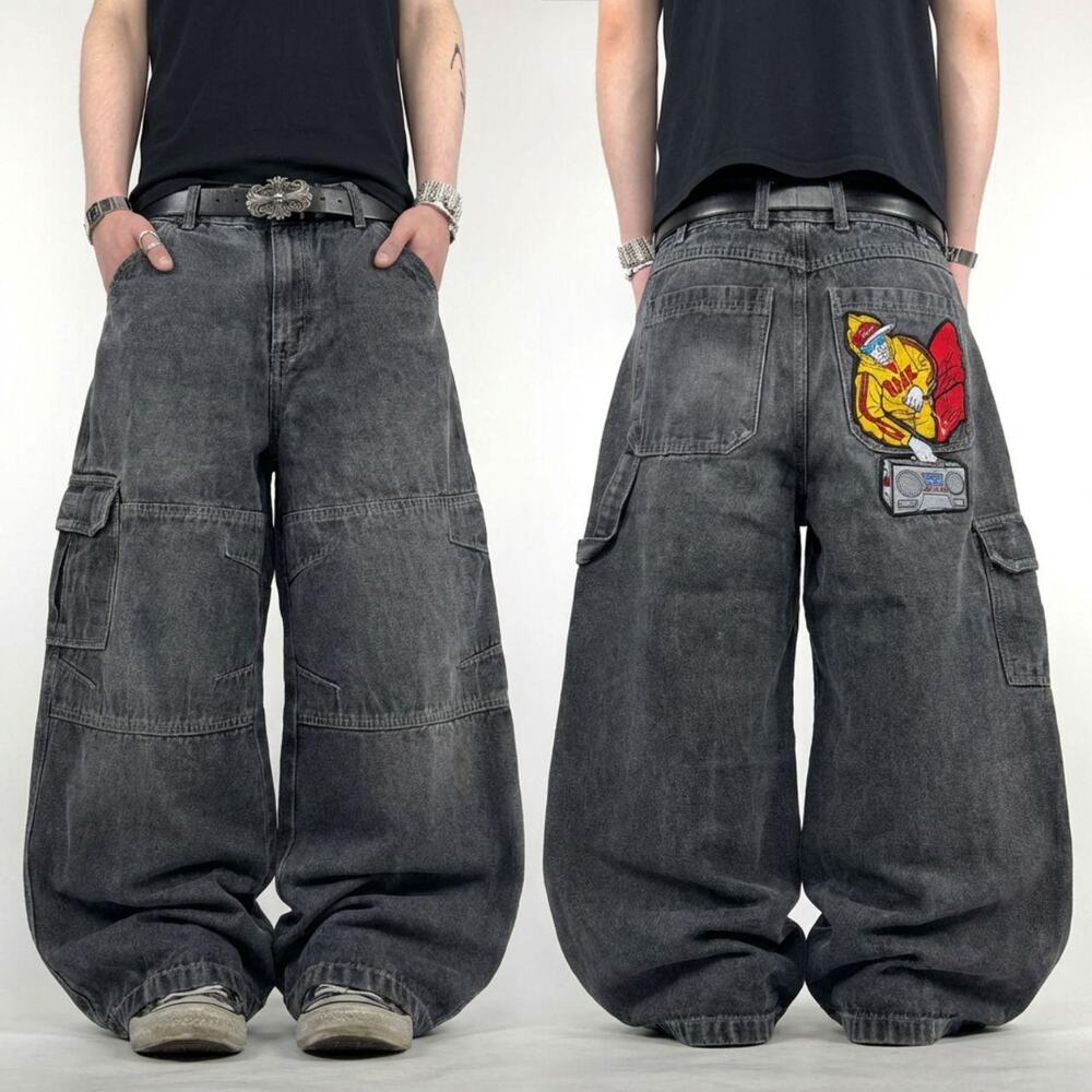 Vintage y2k grunge archive faded embroidered rare baggy skater jeans
